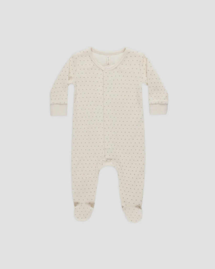 Quincy Mae - Velour Hidden Snap Footie - Polka Dot