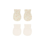 Quincy Mae - No Scratch Mittens, Set of 2 - Primrose & Natural