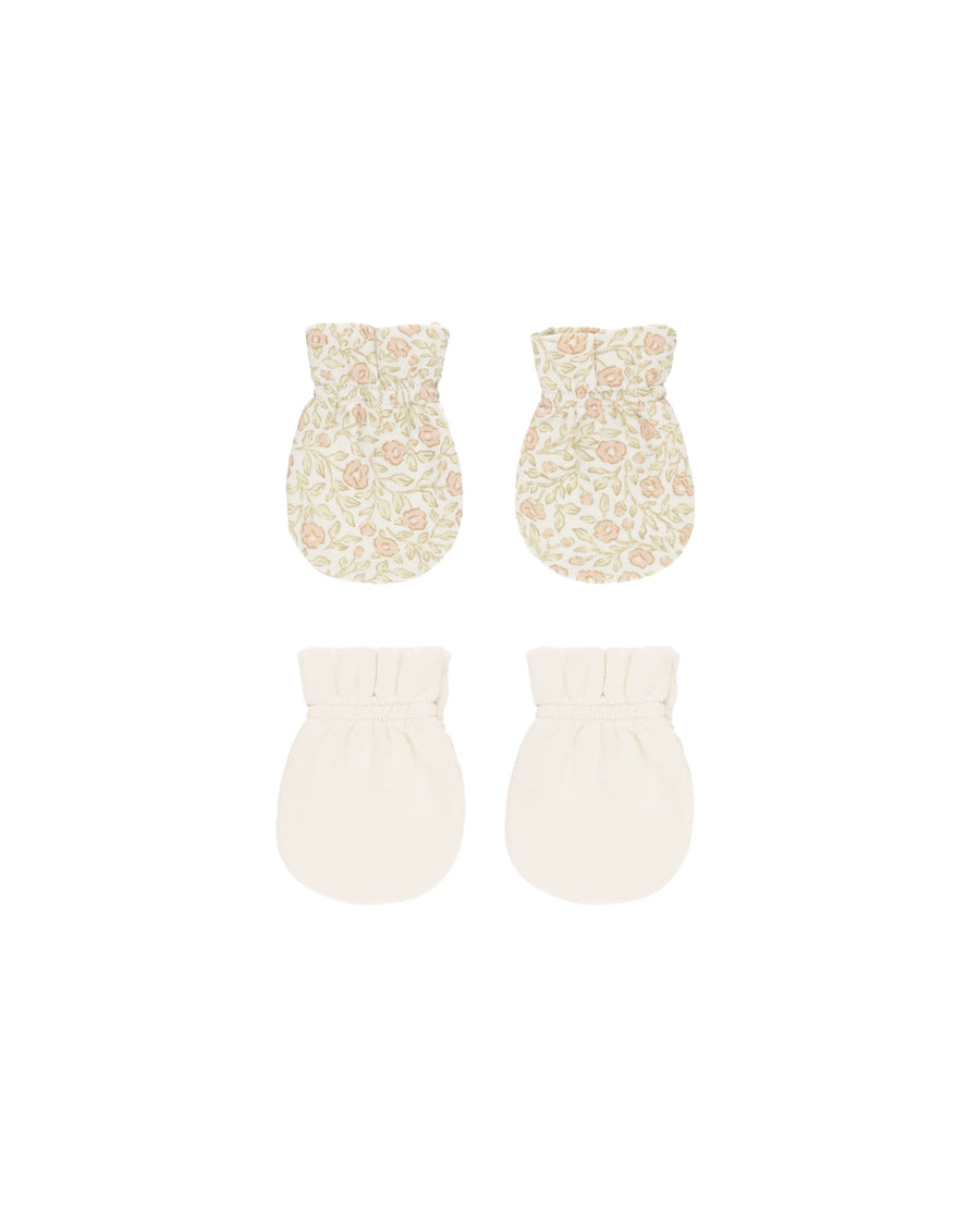 Quincy Mae - No Scratch Mittens, Set of 2 - Primrose & Natural
