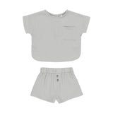 Quincy Mae - Woven Boxy Top & Short Set - Sky