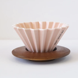 Origami - Medium Coffee Dripper and Wood Holder (Matte Pink)