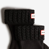 Hunter - Kids Recycled Mini Cable Knitted Cuff Boot Socks - Black