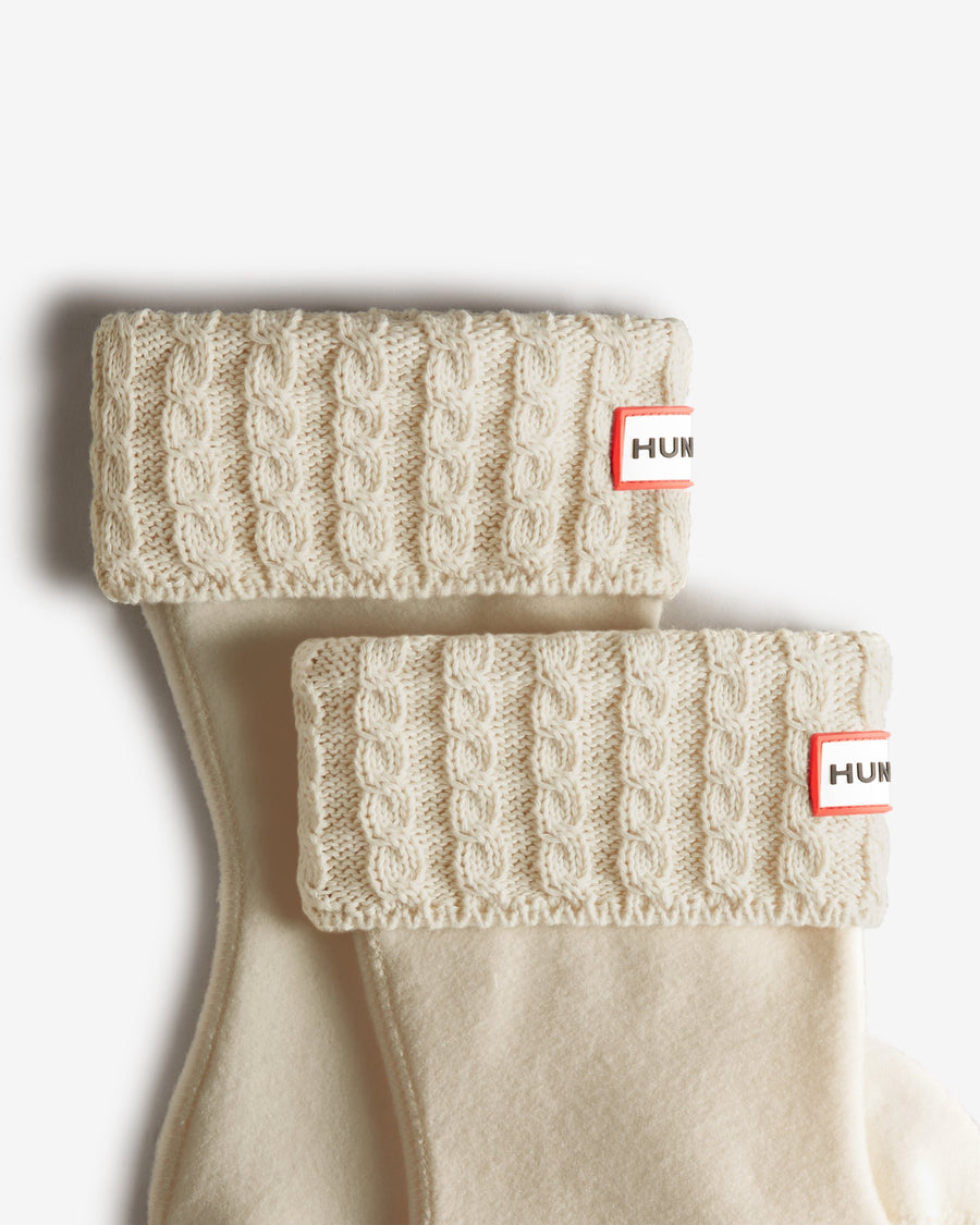 Hunter - Kids Recycled Mini Cable Knitted Cuff Boot Socks - White