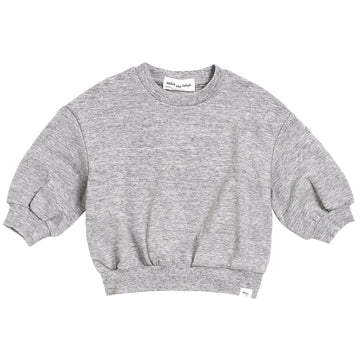 Miles - Basic Puff Sleeve Sweatshirt - Heather Grey