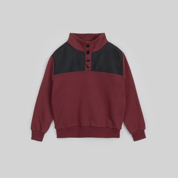 Miles the Label - Half Button Sweatshirt - Burgundy