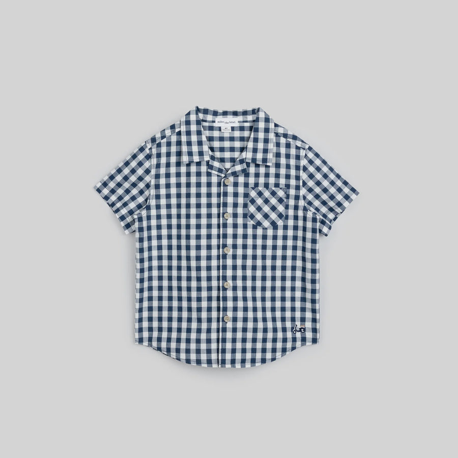 Miles the Label - Gingham Poplin Short Sleeve Shirt - Navy