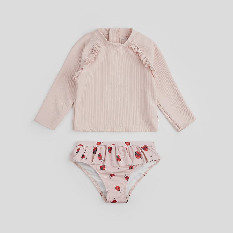 Petit Lem - Rashguard Swim Diaper Set - Pink Ladybug