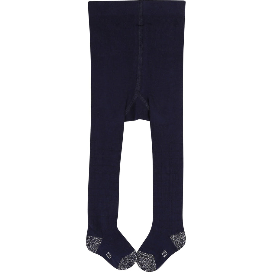 Carrement Beau - navy tights with silver detail footie