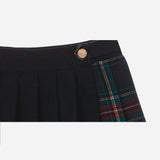 Patachou - Navy and Tartan Flannel Skirt