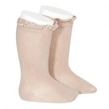 Condor - Knee Socks with Lace Edging (Blush)