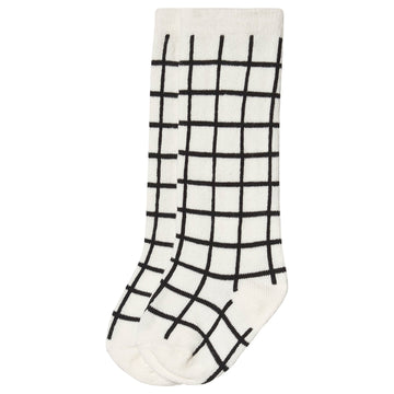 Rylee & Cru- Check Knee Socks - Ivory/Black