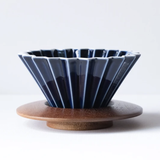 Origami - Medium Coffee Dripper and Wood Holder (Navy)