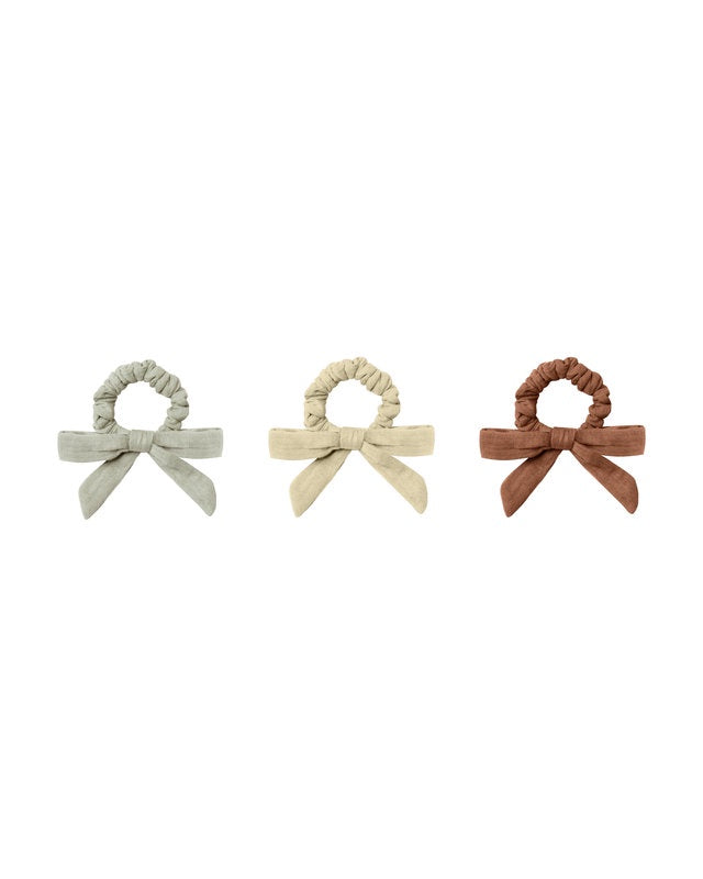 Little Bow Scrunchie Set - Sage, Butter and Terracotta
