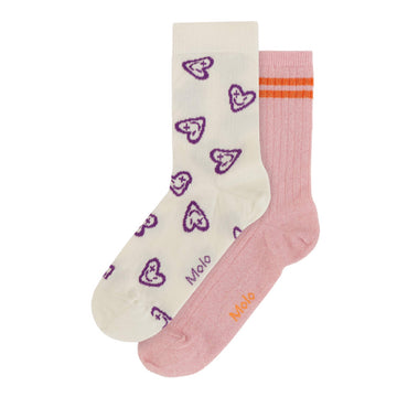 Molo - Nomi Socks 2 Pack - Purple Hearts