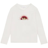 Chloe - Rainbow Embroidery Long Sleeve T-Shirt - Off White