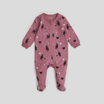 Petit Lem - Witchy Cats Glow in the Dark Sleeper - Dusty Pink