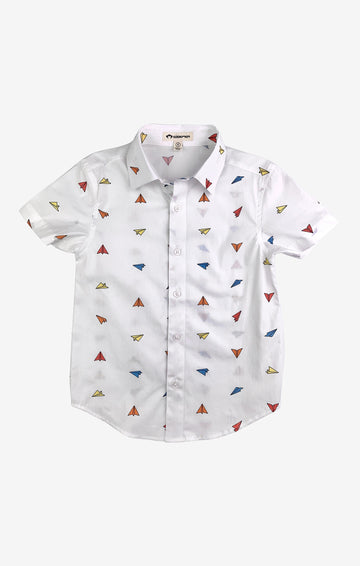 Appaman - Day Party Shirt - White Paper Planes