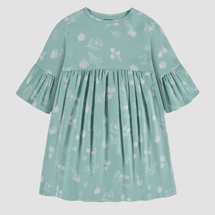 Souris Mini - Hazelnut Pattern Dress - Light Turquoise