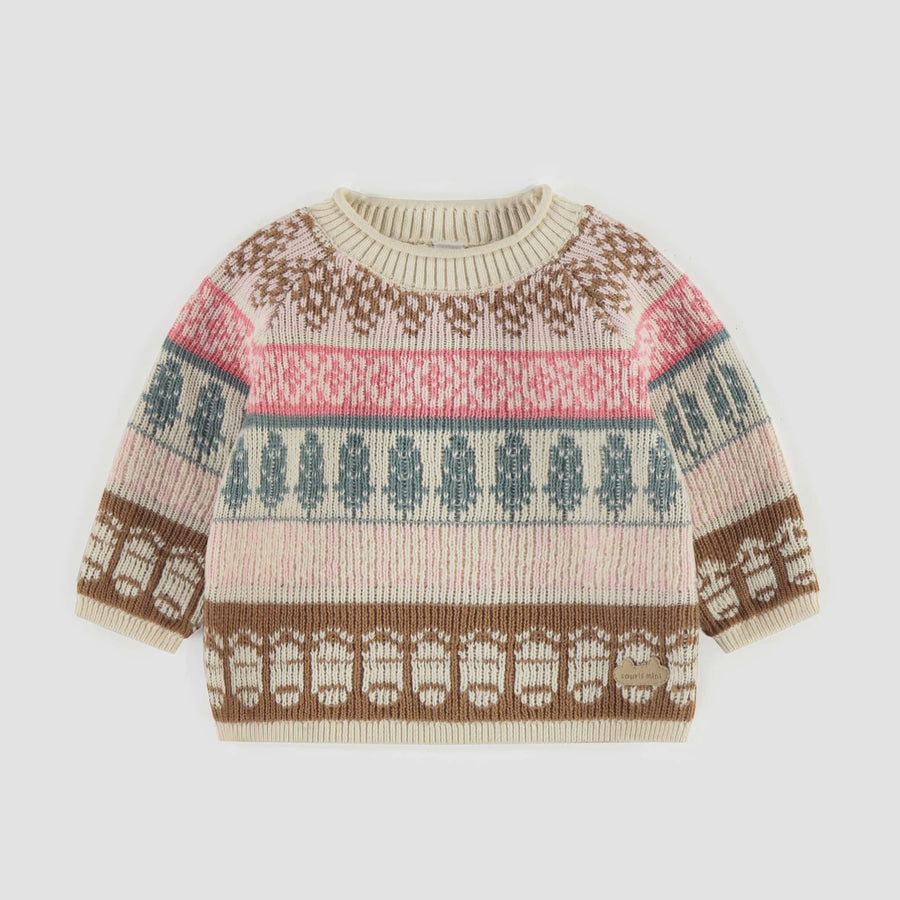 Souris Mini - Knitted Sweater - Pink & Brown
