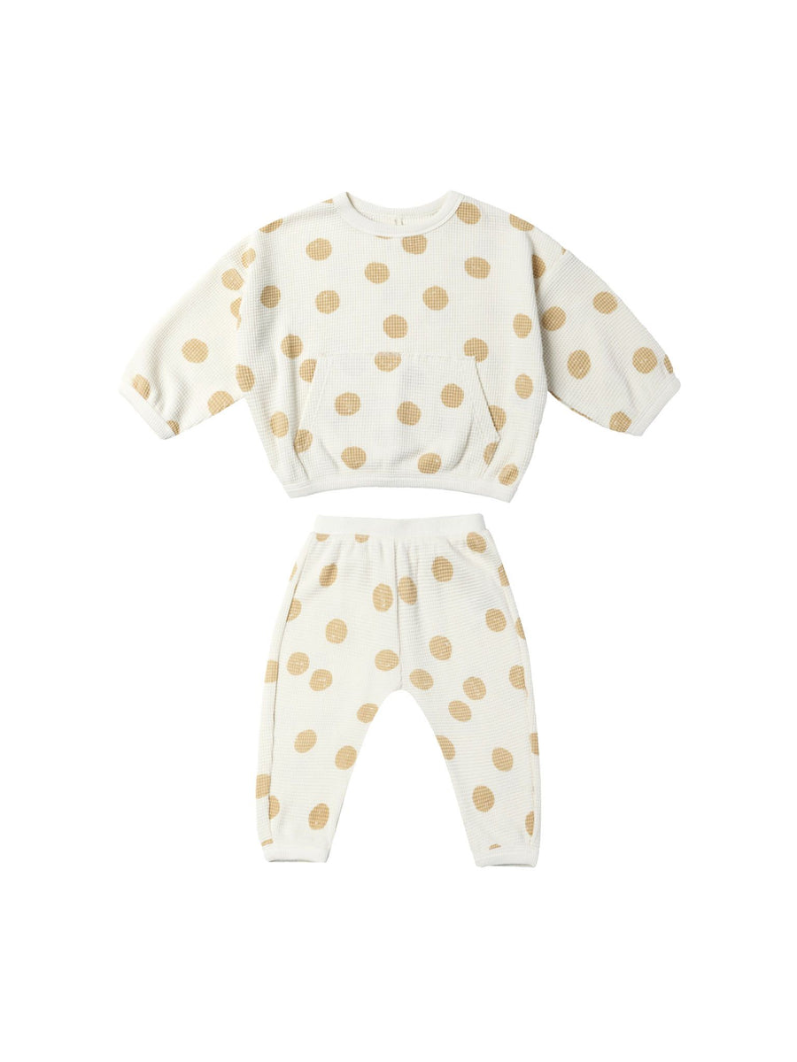 Quincy Mae - Waffle Sweater + Pant Set - Dots
