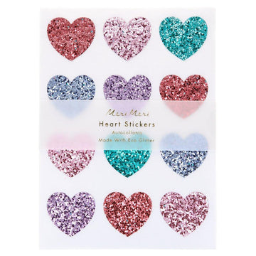 Meri Meri - Glitter Heart Stickers - Rainbow