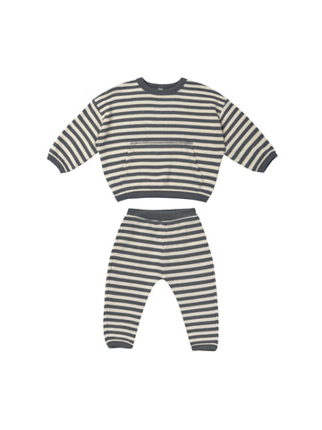 Quincy Mae - Waffle Sweater + Pant Set - Navy Stripe
