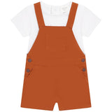 Carrement Beau - White Tee & Orange Twill Shortalls