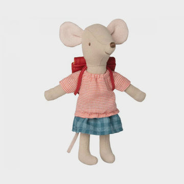 Maileg - Tricycle Mouse w Red Bag - Big Sister
