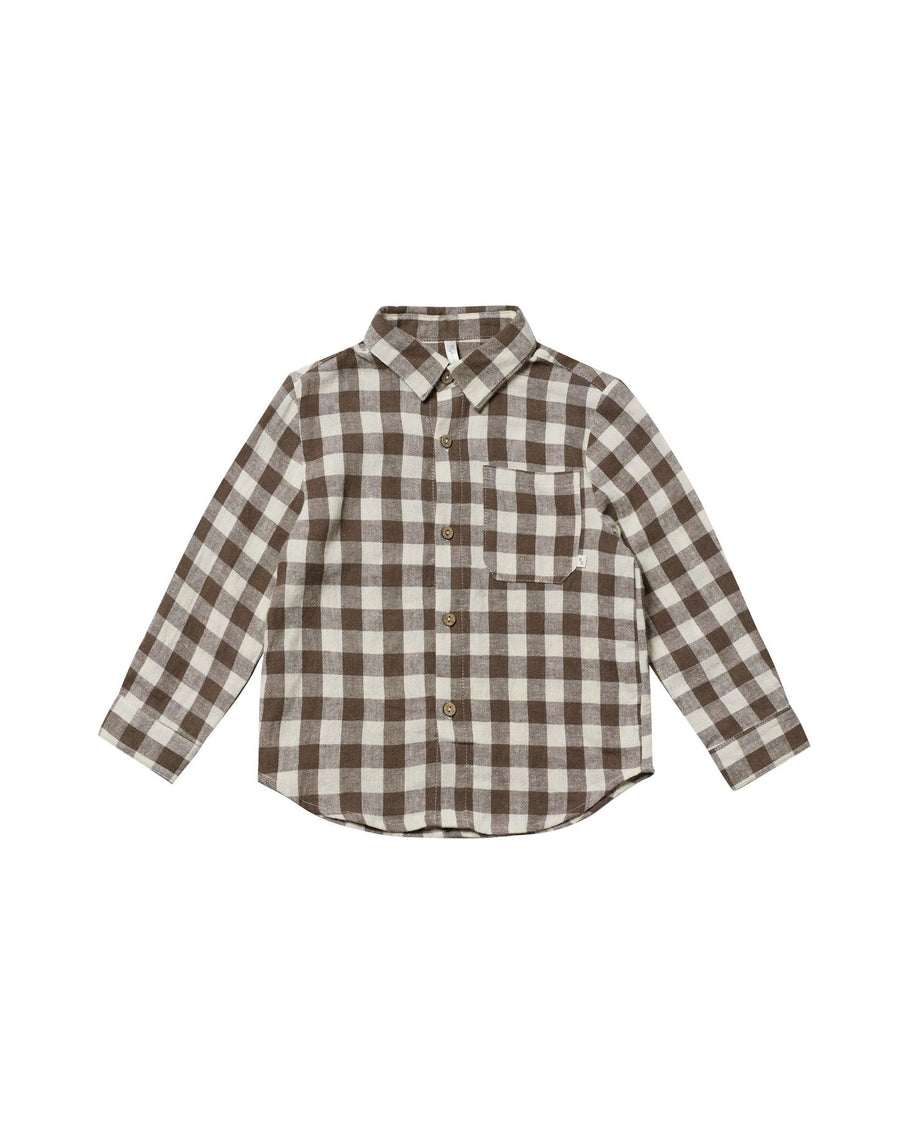 Rylee & Cru - Collared Long Sleeve Shirt - Charcoal Check