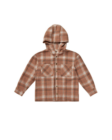 Rylee & Cru - Hooded Overshirt - Brown Plaid