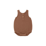 Quincy Mae - Waffle Sleeveless Bubble Romper - Burnt Sienna
