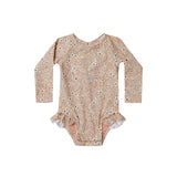 Quincy Mae - Girls Keyhole Rashguard - Apricot Floral