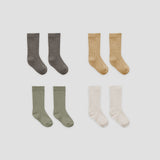 Quincy Mae - Ribbed Sock Set - Fern, Charcoal, Natural, Honey