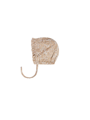 Quincy Mae - Woven Ruffle Bonnet - Apricot Floral