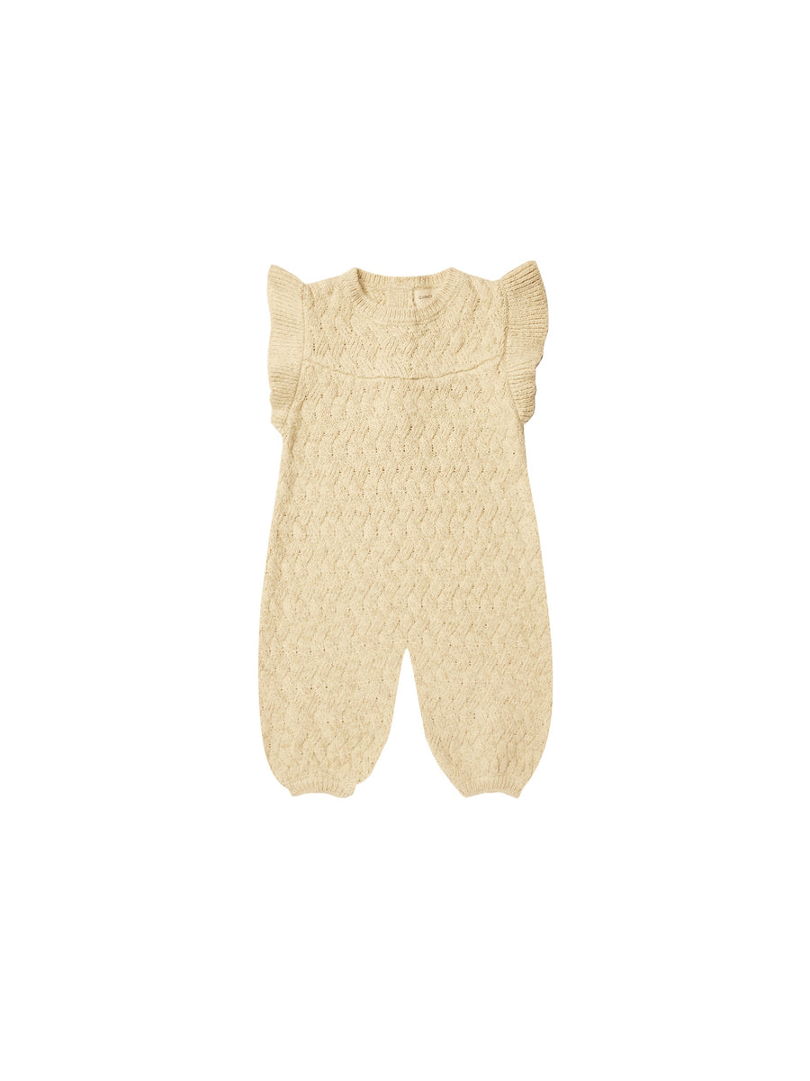 Quincy Mae - Mira Knit Romper - Heathered Yellow