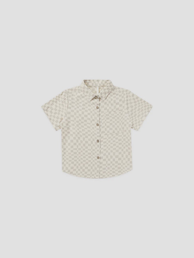 Rylee & Cru - Collared Short Sleeve Shirt - Dove Check