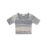Rylee & Cru - Square Neck Rib Tee- Blue Spacedye