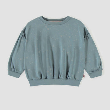 Souris Mini -  Blue Printed Crewneck - Tone on Tone Flowers