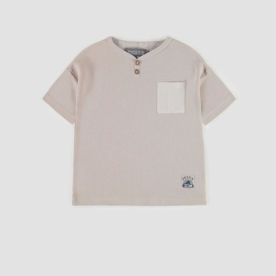Souris Mini - Short Sleeve Waffle Jersey T-shirt - Taupe