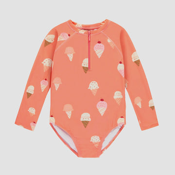 Souris Mini - One-Piece Swimsuit - Peach Ice Cream Print