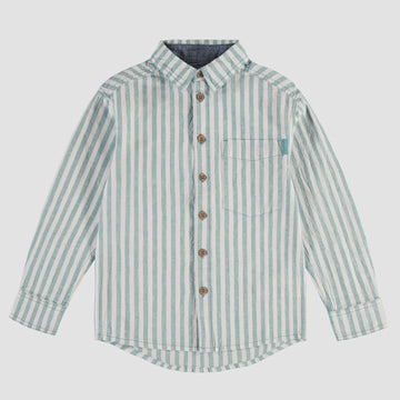Souris Mini - Relaxed Fit Button Up Shirt - Blue & Cream Stripe