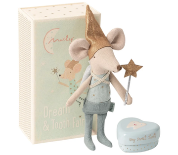 Maileg - Tooth Fairy Brother Mouse in Matchbox - Blue