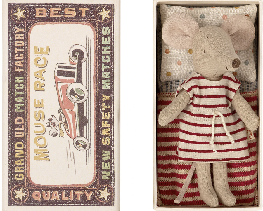 Maileg - Big Sister - Mouse in Box - Red Stripe