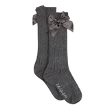 Lili Gaufrette - Ribbed Bow Socks - Grey