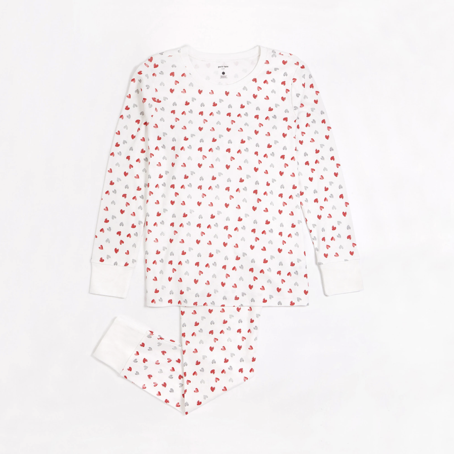 Petit Lem - Heart Print Women's Pajama Set - Off White