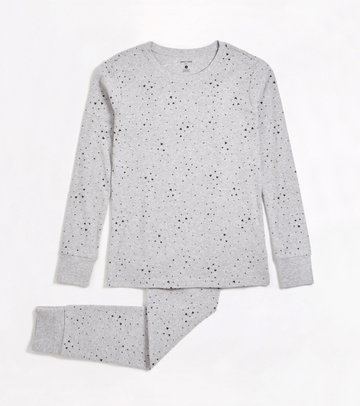 Petit Lem - Heart Confetti Print Women's Pajama Set - Heather Grey
