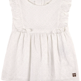 Carrement Beau - Eyelet Dress with Ruffled Sleeve - White