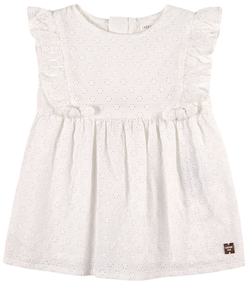 Carrement Beau - Eyelet Dress with Ruffled Sleeve - White