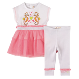 Billie Blush - Seahorse Tulle Dress & Legging Set - Pink/White