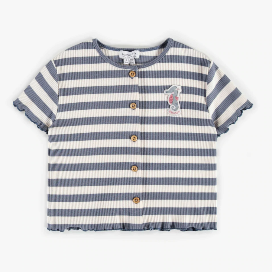 Souris Mini - Cropped T-shirt - Blue Stripe